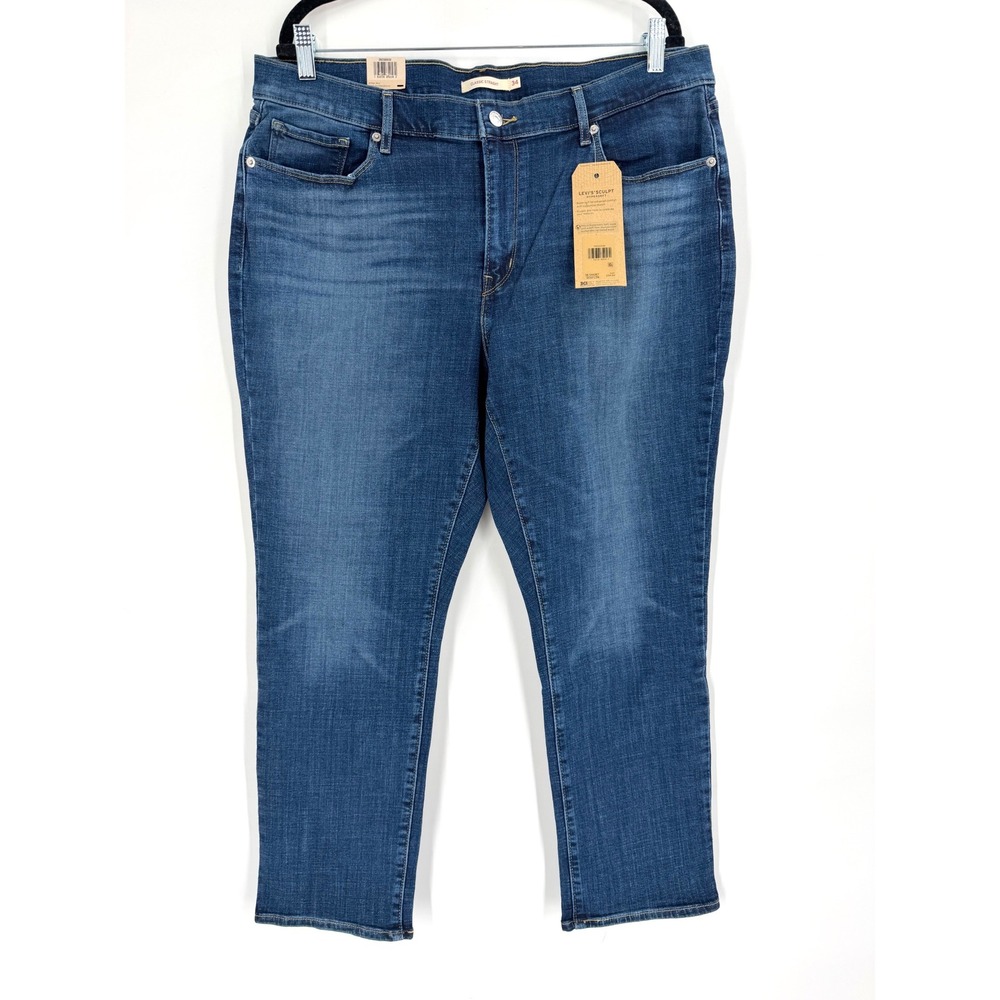 Levi's Classic Straight Jeans Women 18 Short Blue Sculpt Hypersoft NWT